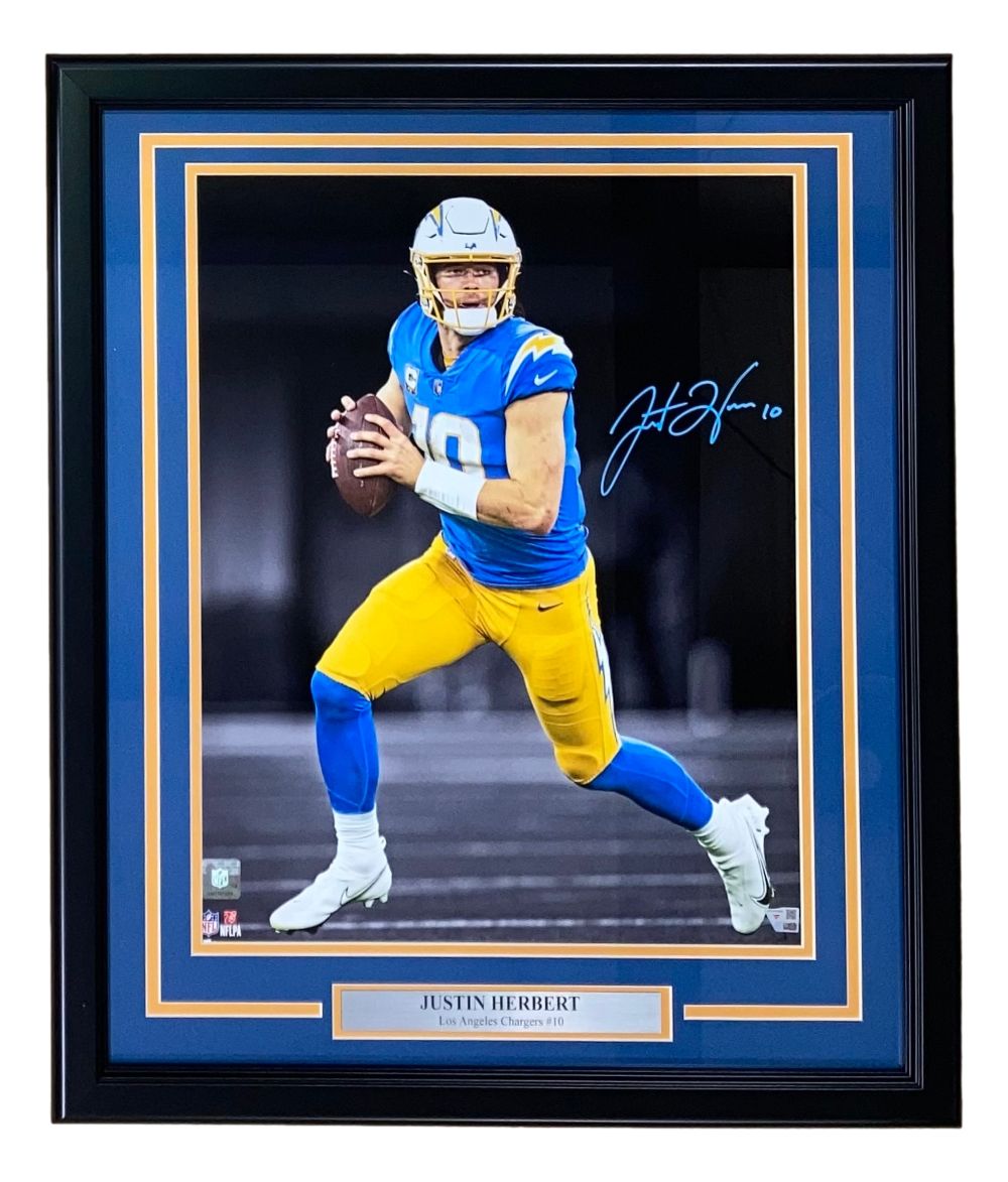 Justin Herbert Signed Framed 16x20 Chargers Powder Blue Spotlight Photo Fanatics