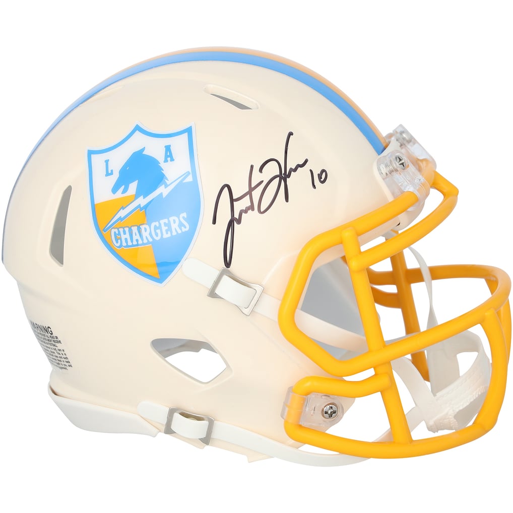 Justin Herbert Autographed Los Angeles Chargers RETRO Speed Mini Helmet Fanatics