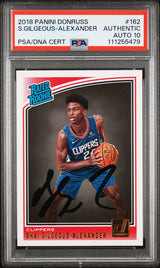 Shai Gilgeous-Alexander Signed 2018 Panini Donruss RR #162 Card Auto 10 PSA Slab
