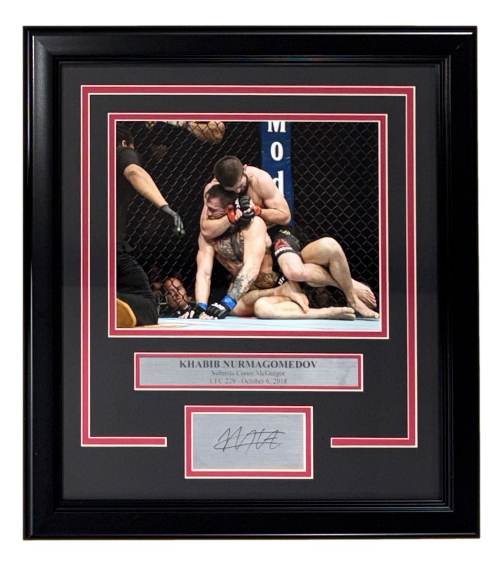 Khabib Nurmagomedov Framed 8x10 MMA McGregor Fight Photo w/Laser Engraved Sig