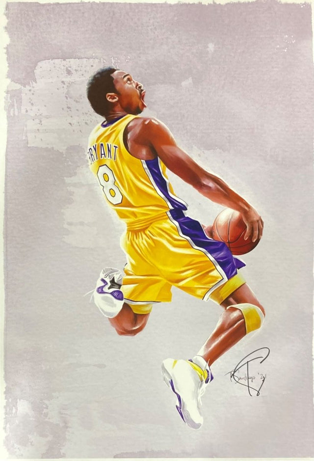 Kobe Bryant 13x19 Los Angeles Lakers Lithograph Signed by Tony Santiago - Sports Integrity