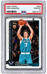 2025 Topps #204 Kon Knueppel Charlotte Hornets Rookie Card PSA Gem MT 10