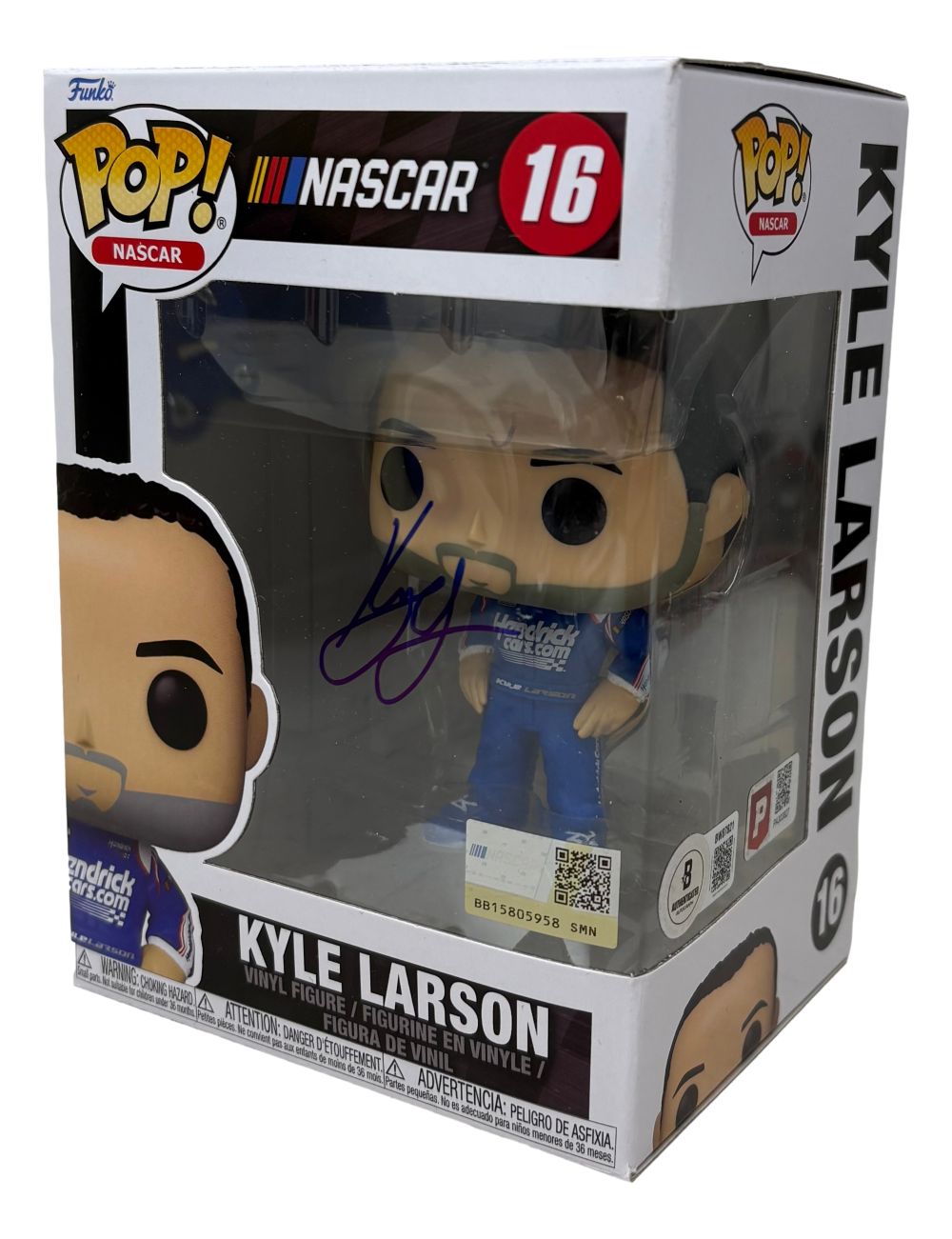 Kyle Larson Signed NASCAR Funko Pop #16 BAS