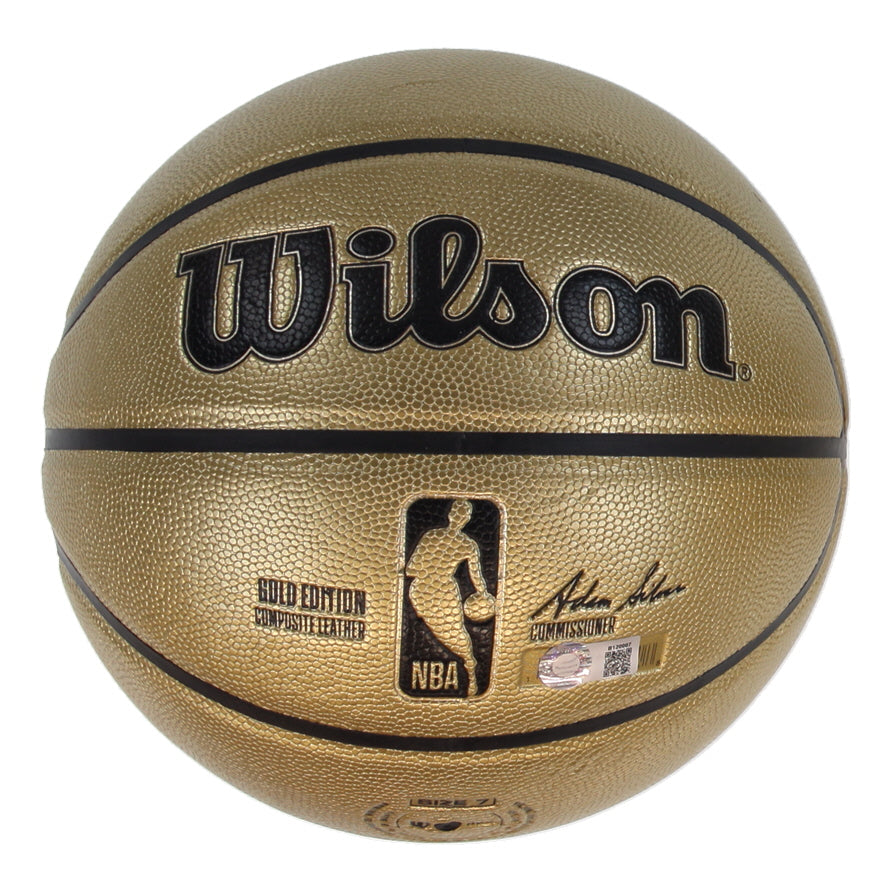 Christian Laettner USA Signed Wilson Gold I/O Basketball 92 Dream Team Schwartz