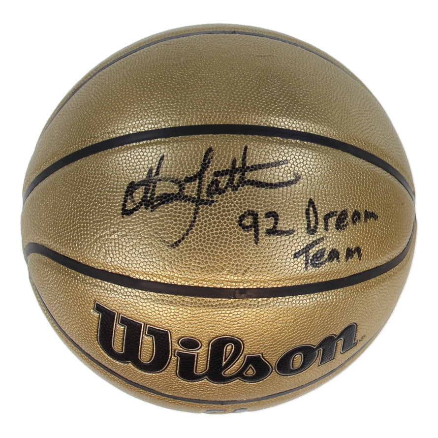 Christian Laettner USA Signed Wilson Gold I/O Basketball 92 Dream Team Schwartz