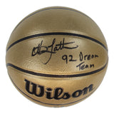 Christian Laettner USA Signed Wilson Gold I/O Basketball 92 Dream Team Schwartz
