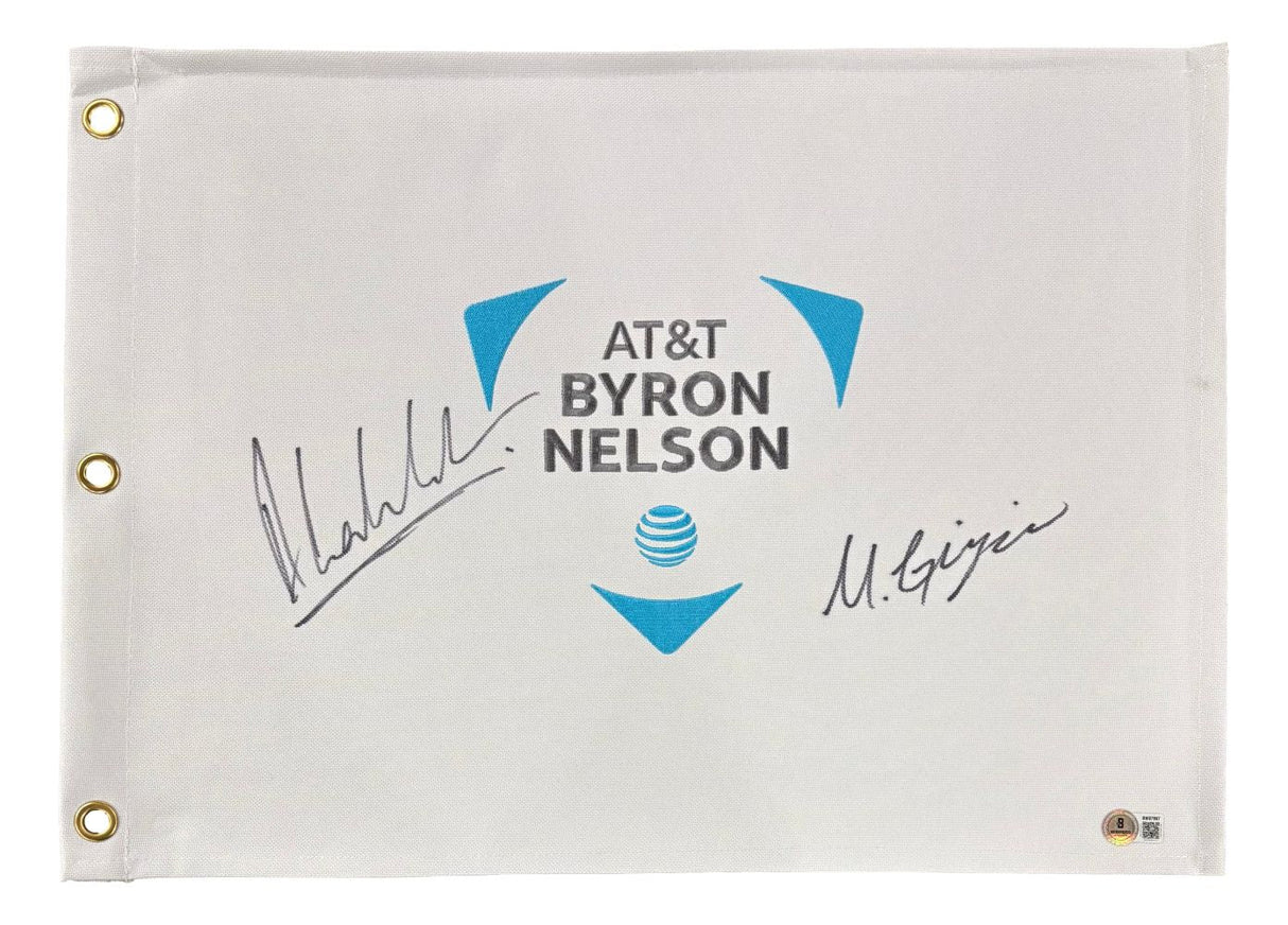 Anirban Lahiri Max Greyserman Signed AT&T Byron Nelson Golf Flag BAS
