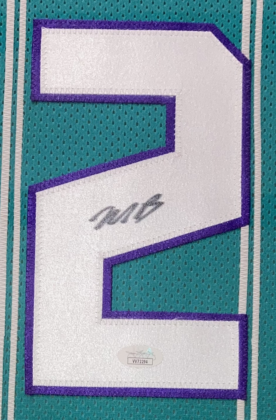 Lamelo Ball Charlotte Signed Framed Blue Pro Style Basketball Jersey JSA
