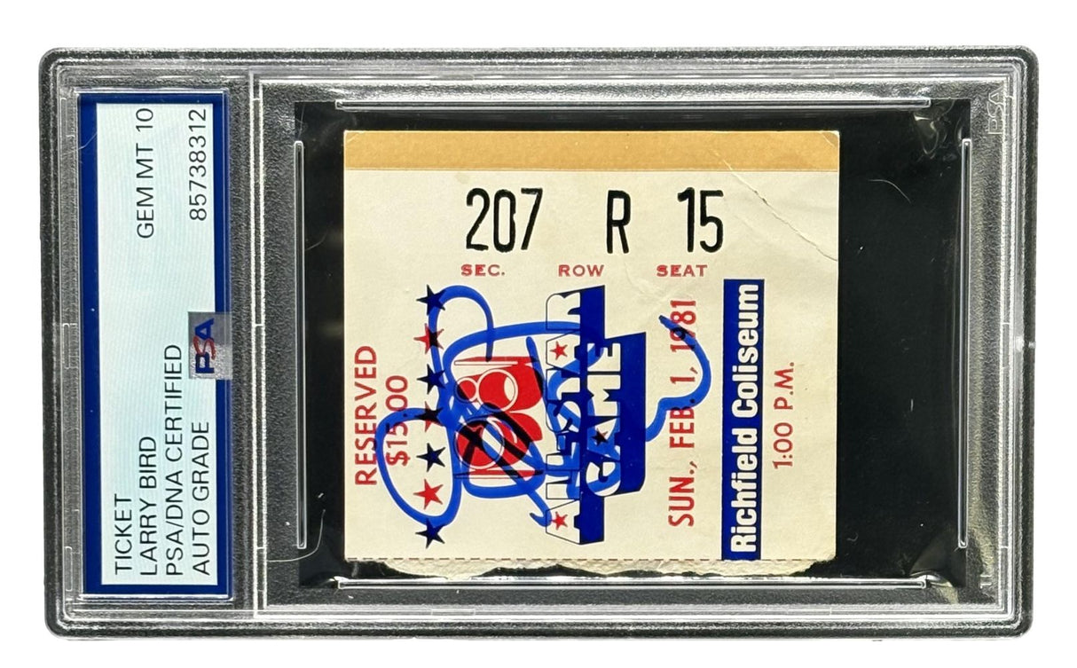 Larry Bird Signed Celtics 1981 All-Star Game Ticket Stub PSA/DNA Auto Gem MT 10