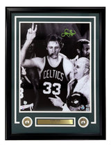 Larry Bird Signed Framed 16x20 Boston Celtics w/ Red Auerbach Photo Bird+PSA/DNA
