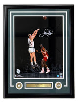 Larry Bird Signed Framed 16x20 Celtics vs Dominique Wilkins Photo Bird+PSA/DNA