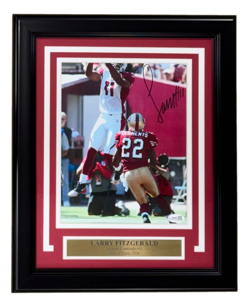 Larry Fitzgerald Signed Framed 8x10 Arizona Cardinals Photo JSA QR