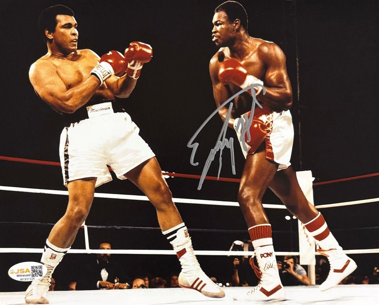 Larry Holmes Signed 8x10 Boxing vs Muhammad Ali Photo JSA QR