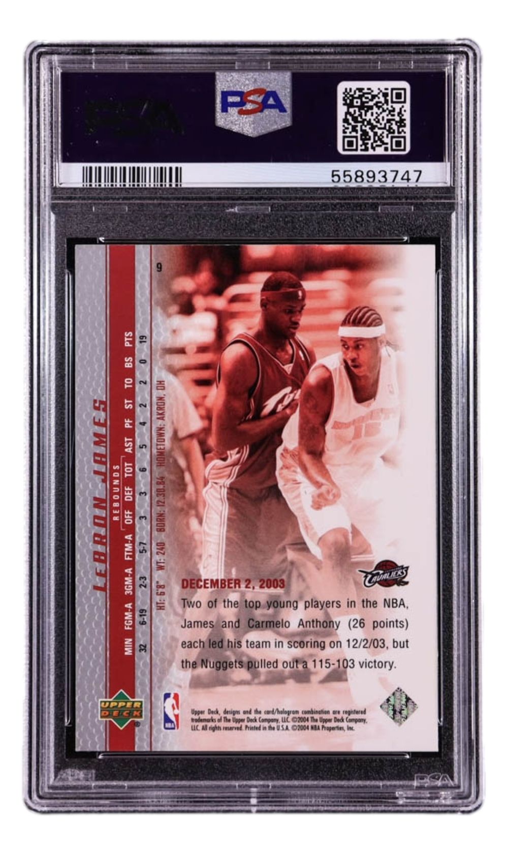 LeBron James 2003 UD Phenomenal Beginning #9 Cavs Rookie Card PSA Gem MT 10