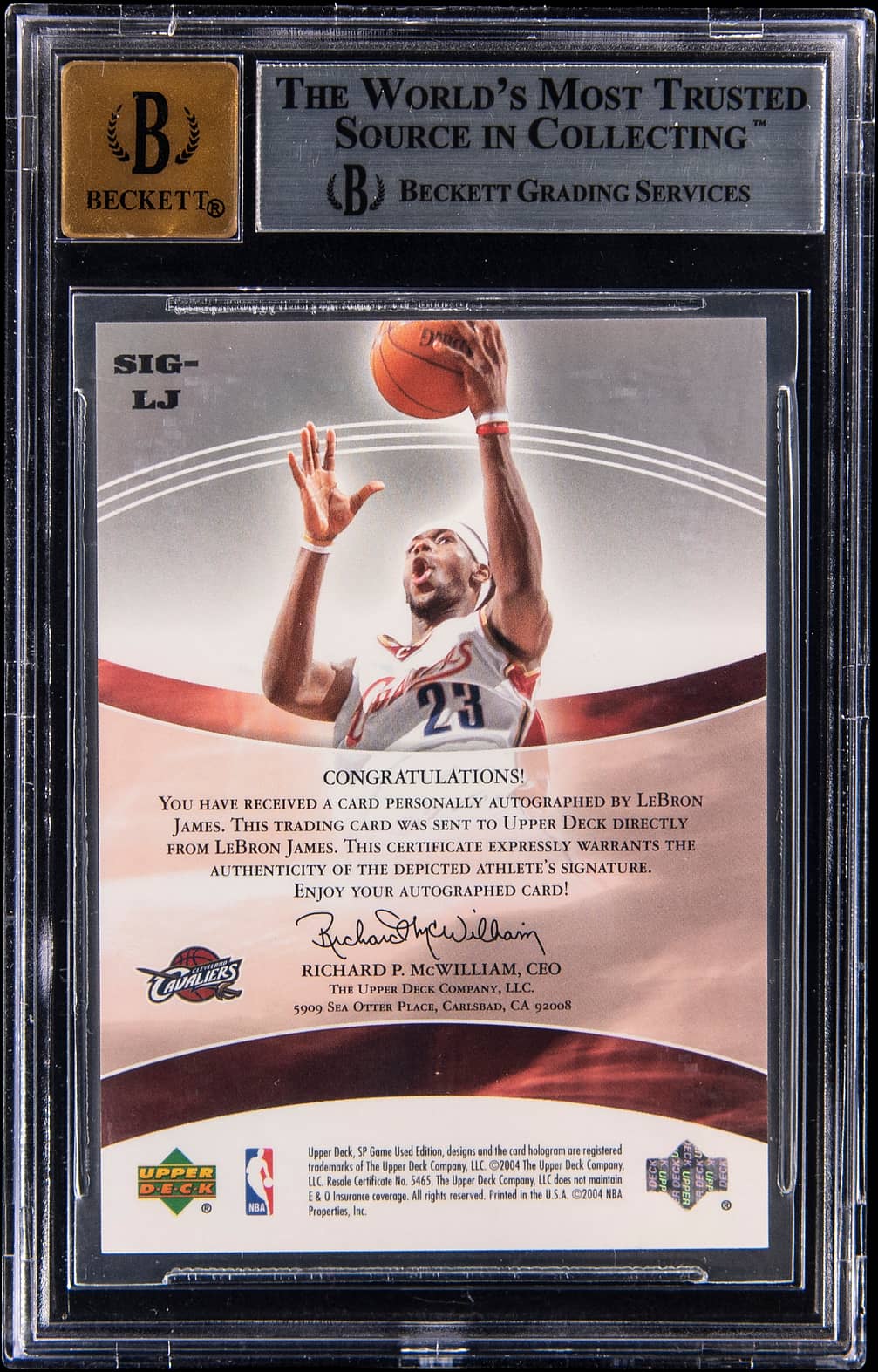 2004-05 SP Game Use Significance #LJ Lebron James Card 74/100 BAS Mint 9 Auto 10