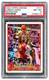 2003 Topps Chrome Lebron James #111 Cavs Rookie Refractor Card PSA Gem NM-MT 8