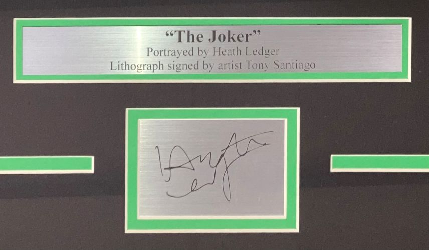 Heath Ledger Framed 13x19 Joker Lithograph Signed by Tony Santiago w/ Laser Auto