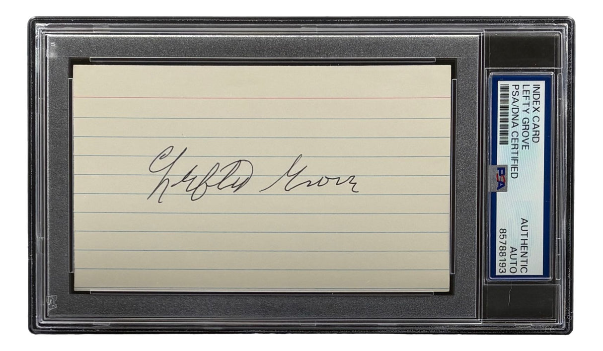Lefty Grove Philadelphia Athletics Signed In Black Index Card PSA/DNA