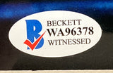 A Sports Integrity Sugar Ray Leonard Thomas Hearns signed framed 16x20 boxing photo with a Beckett Witnessed sticker featuring a large blue B, red check mark, and the code WA96378 on a white oval background.