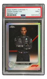 Lewis Hamilton Slabbed 2022 Topps Chrome F1 #5 Refractor Card PSA Mint 9