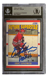 Eric Lindros Signed 1990/91 Score #440 Flyers Rookie Card HOF 16 BAS