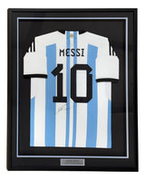 Lionel Messi Signed Framed Argentina Adidas Soccer Jersey ICONS LOA