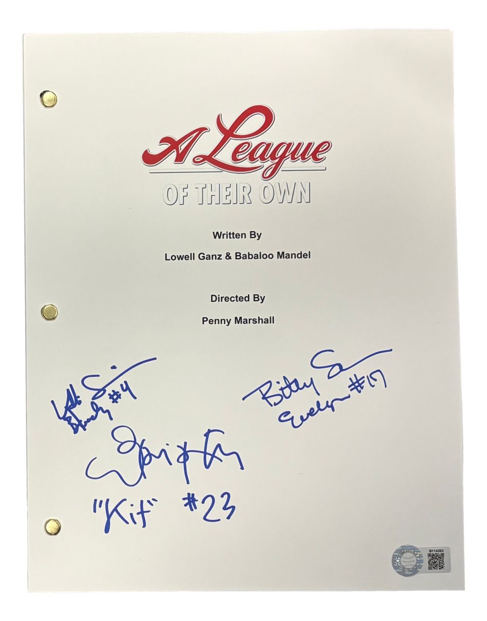 Lori Petty Schram Simpkins Signed A League Of Their Own Movie Script Schwartz