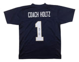 Coach Lou Holtz Notre Dame Signed Navy Blue Football Jersey JSA