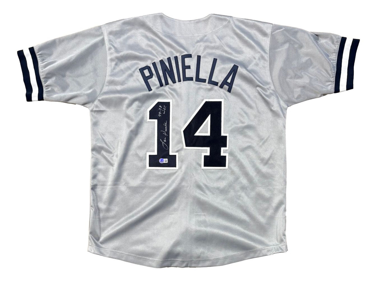 Lou Piniella New York Signed Gray Baseball Jersey 77-78 WSC Inscribed BAS