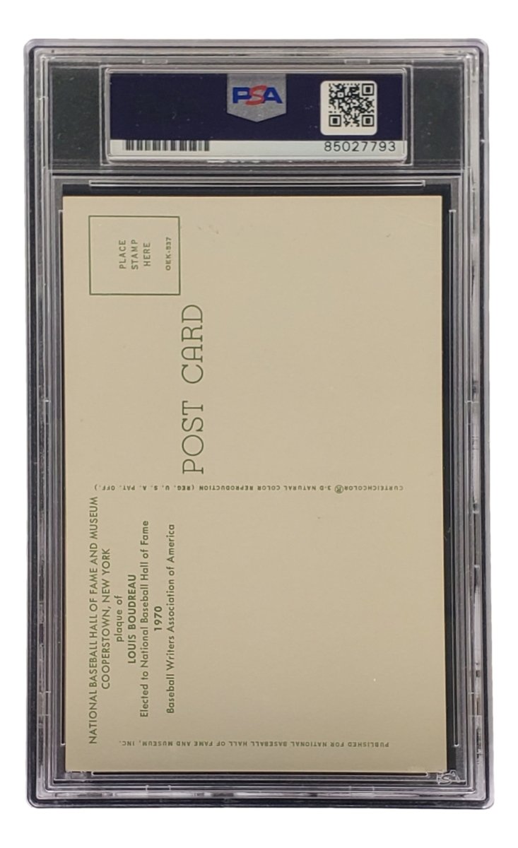 Lou Boudreau Signed 4x6 Cleveland HOF Plaque Card PSA/DNA 85027793 - Sports Integrity