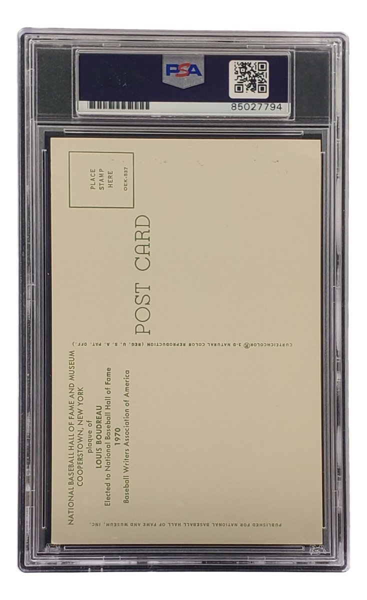 Lou Boudreau Signed 4x6 Cleveland HOF Plaque Card PSA/DNA 85027794 - Sports Integrity