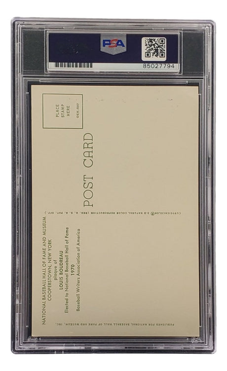 Lou Boudreau Signed 4x6 Cleveland HOF Plaque Card PSA/DNA 85027794 - Sports Integrity