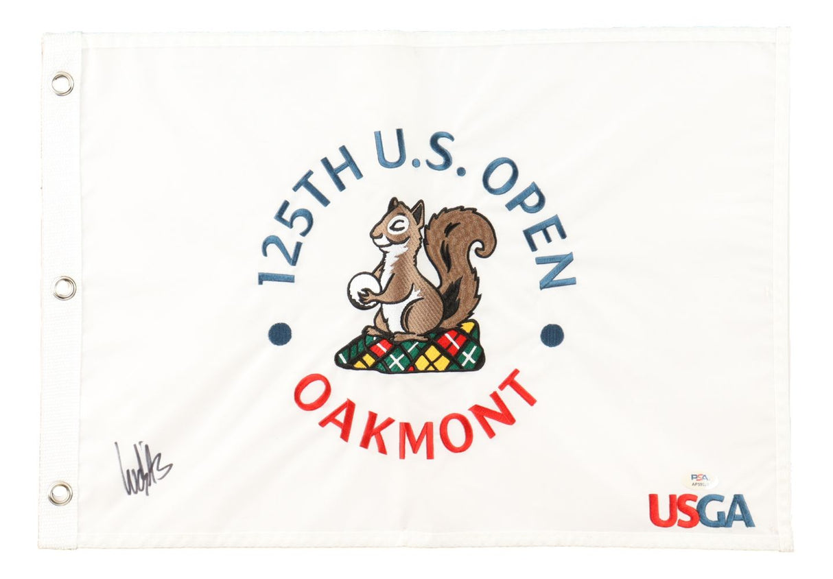Ludvig Aberg Signed 2025 US Open White Golf Flag PSA/DNA