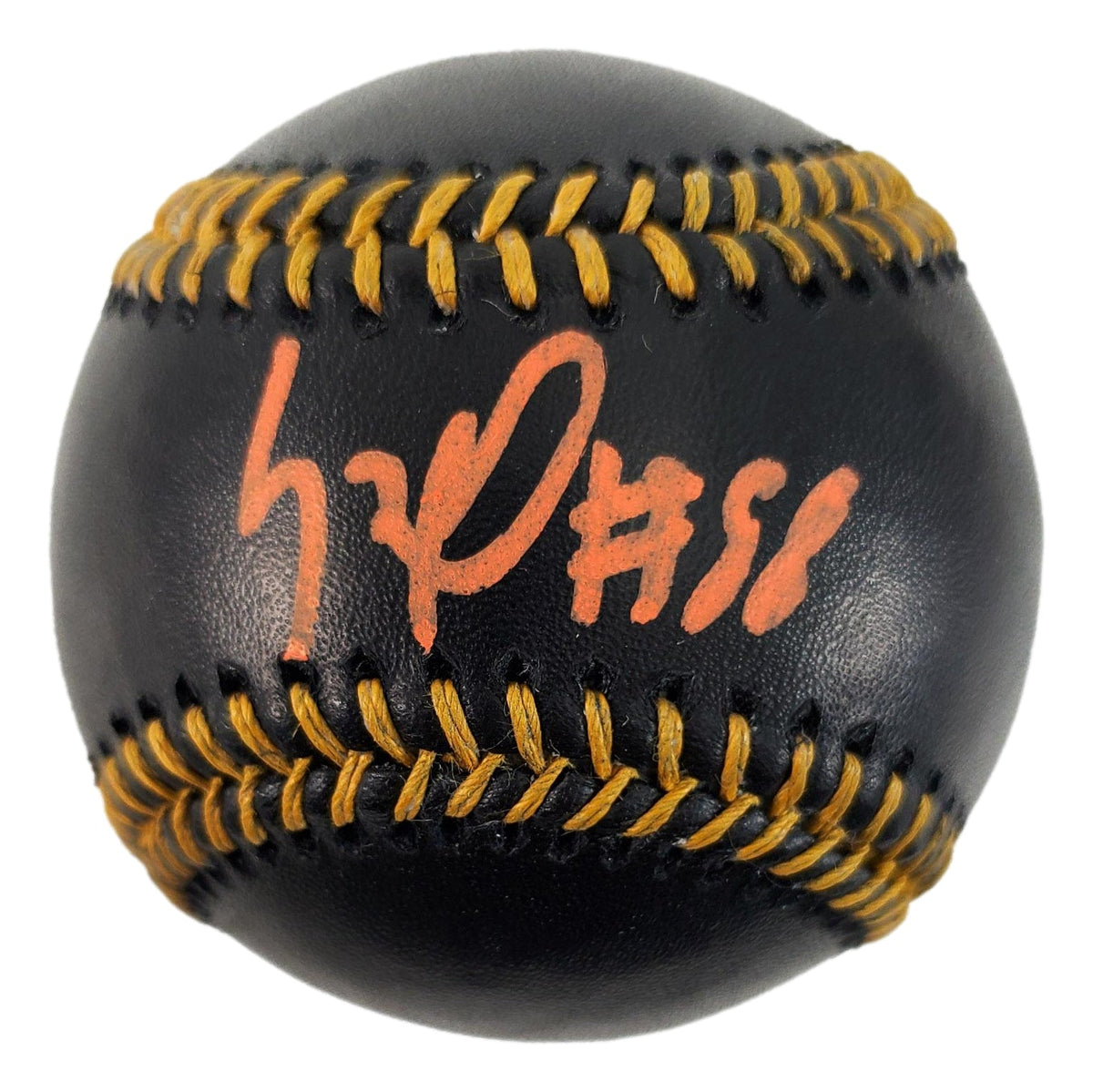 Luis Robert New York Mets Signed In Orange Official Black Leather Baseball BAS