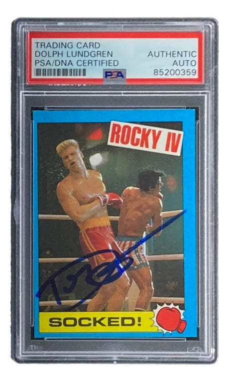 Dolph Lundgren Signed 1985 Topps #47 Rocky IV Ivan Drago Trading Card PSA/DNA - Sports Integrity