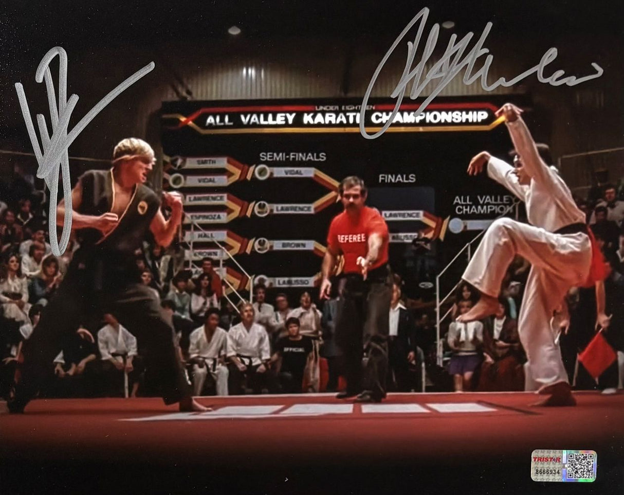 Ralph Macchio William Zabka Signed 8x10 Karate Kid Face Off Photo Tristar