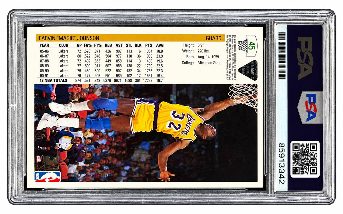 Magic Johnson Signed 1991-92 Upper Deck #45 Lakers Card PSA/DNA Gem MT 10