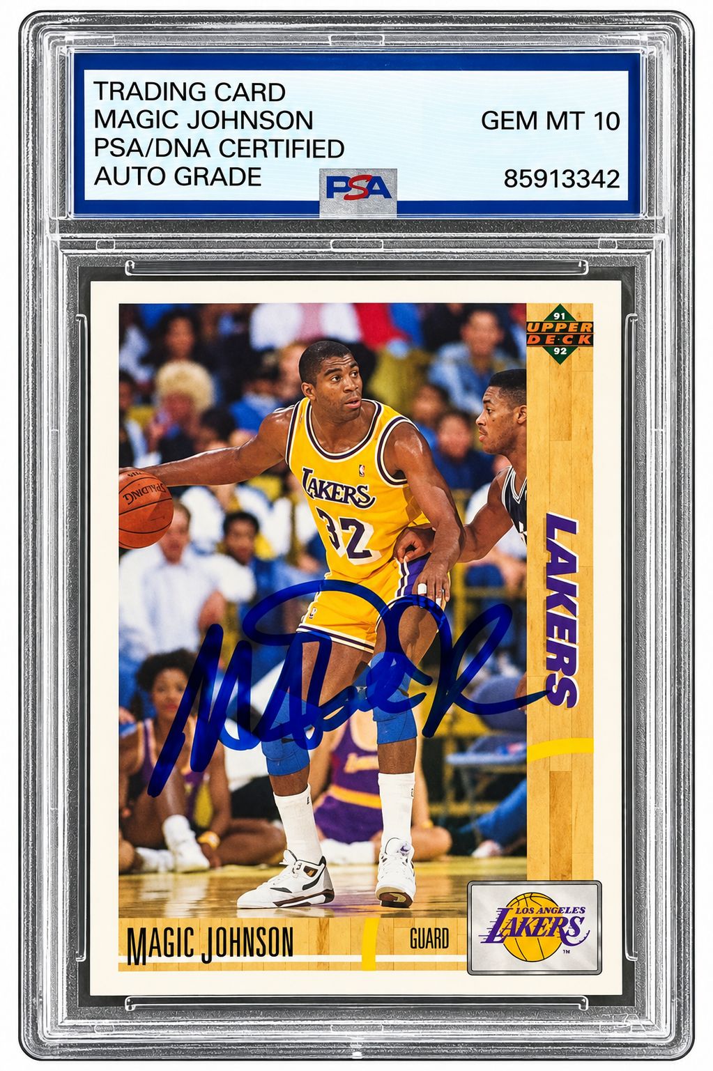Magic Johnson Signed 1991-92 Upper Deck #45 Lakers Card PSA/DNA Gem MT 10