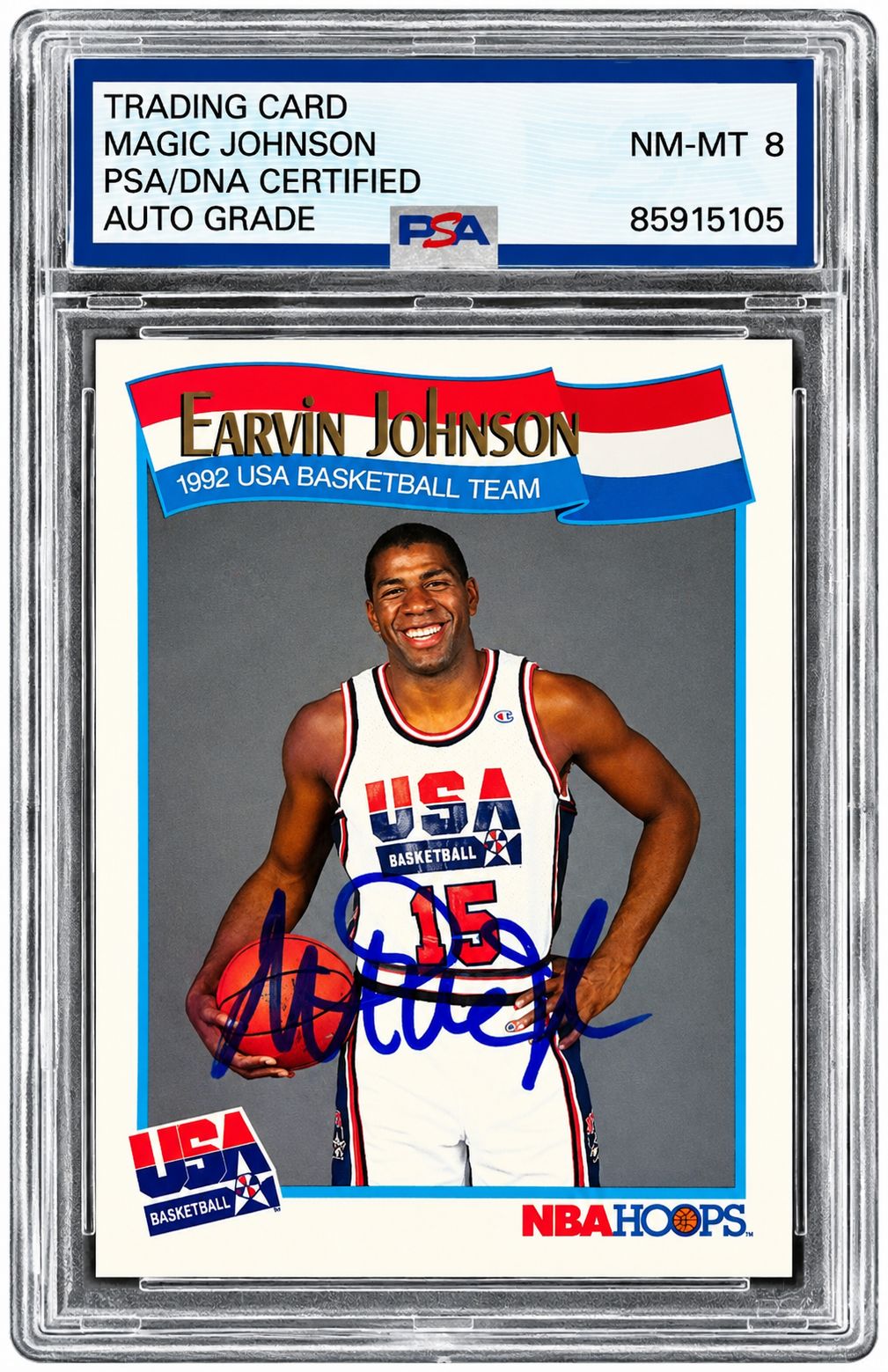 Magic Johnson Signed 1991 Hoops #578 Lakers Card PSA/DNA NM-MT 8