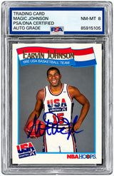 Magic Johnson Signed 1991 Hoops #578 Lakers Card PSA/DNA NM-MT 8