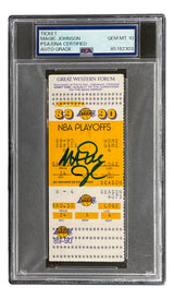 Magic Johnson Signed Lakers 1989/90 Playoff Ticket PSA/DNA Auto Gem MT 10
