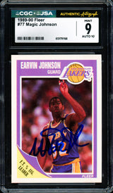 Magic Johnson Signed 1989-90 Fleer #77 Lakers Trading Card CGC Mint 9 Auto 10