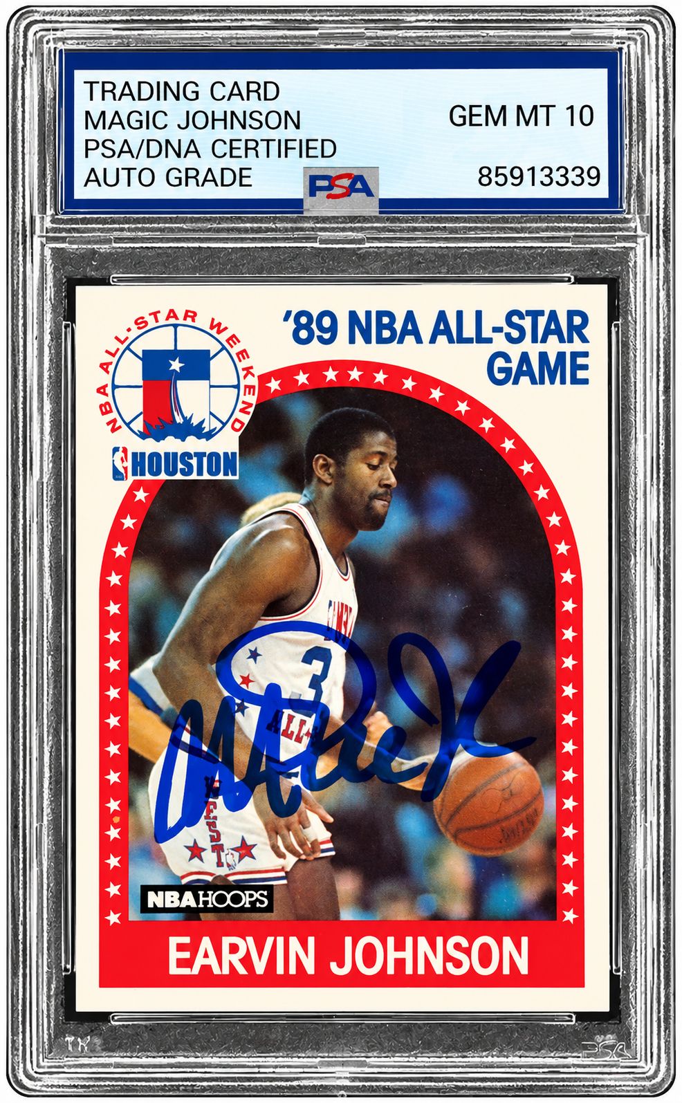 Magic Johnson Signed 1989 Hoops #166 Lakers Card PSA/DNA Gem MT 10