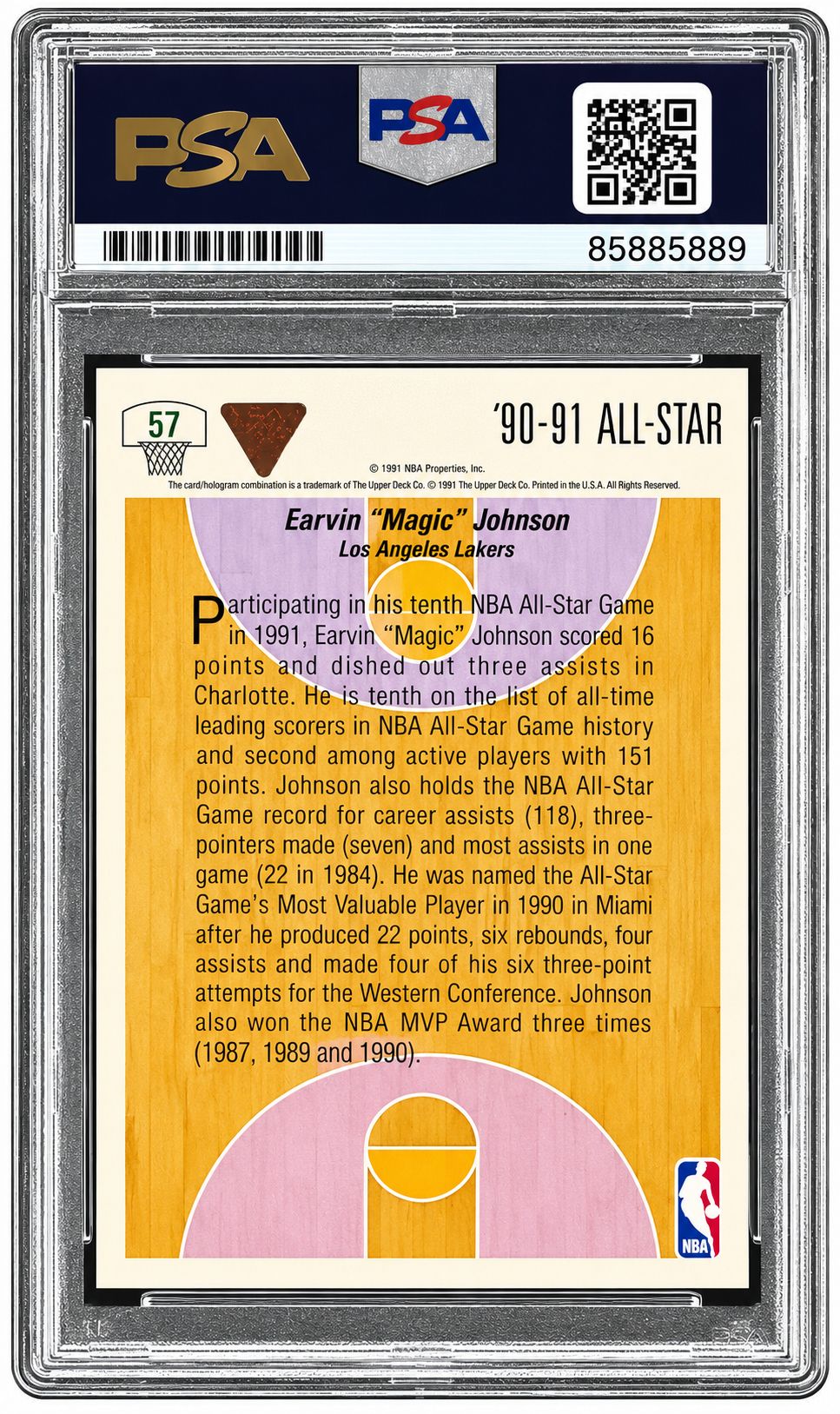 Magic Johnson Signed 1991-92 Upper Deck #57 Lakers Card PSA/DNA Gem MT 10