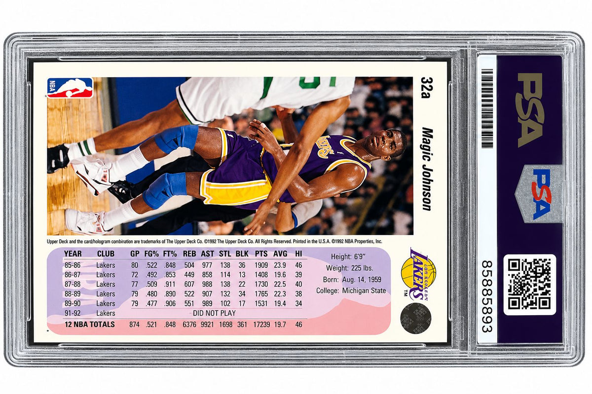 Magic Johnson Signed 1992-93 Upper Deck #32a Lakers Card PSA/DNA Gem MT 10