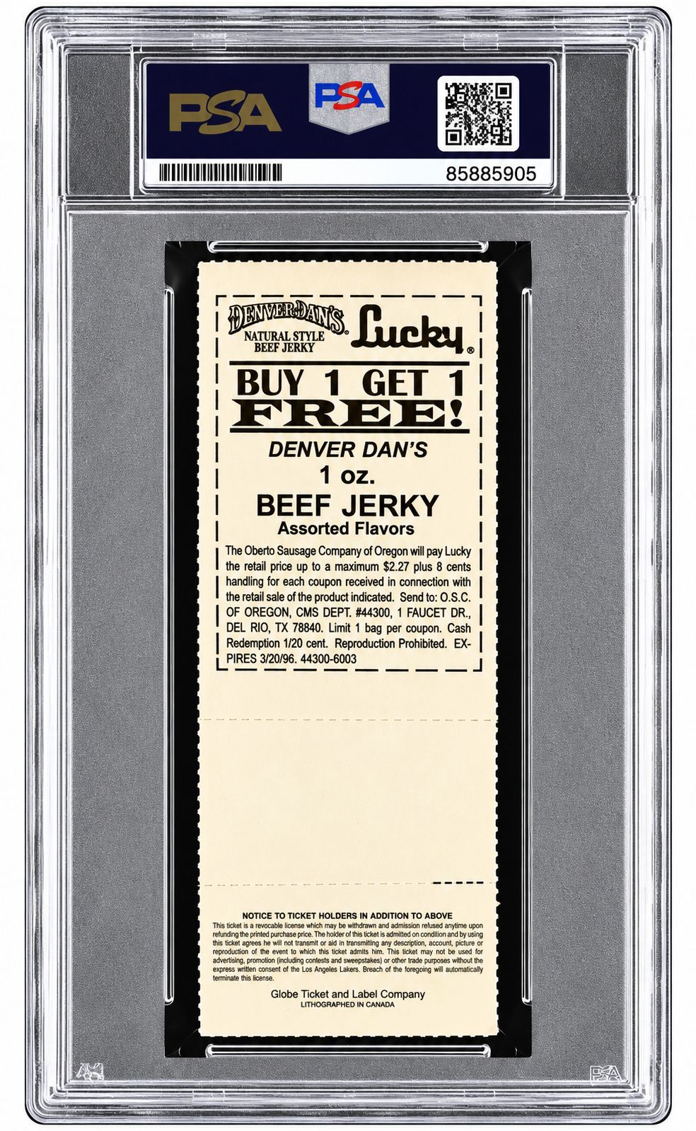 Magic Johnson Signed 1995/96 vs Clippers Return Season Ticket PSA/DNA Auto 10