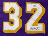 Magic Johnson Los Angeles Signed Framed Purple Basketball Jersey PSA/DNA
