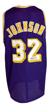 Magic Johnson Los Angeles Signed Purple Basketball Jersey PSA/DNA