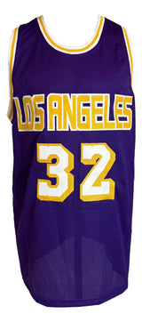 Magic Johnson Los Angeles Signed Purple Basketball Jersey PSA/DNA