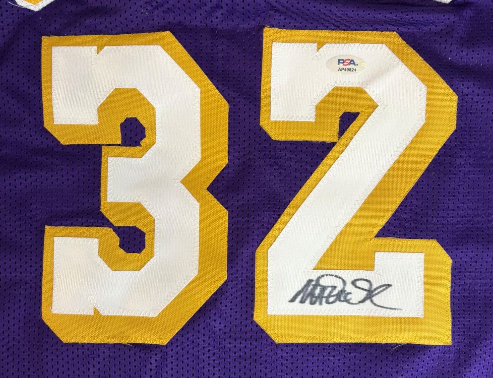 Magic Johnson Los Angeles Signed Purple Basketball Jersey PSA/DNA